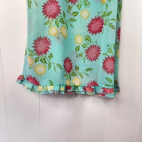 Vintage Blue Floral Nightie Lingerie Sheer Slip Dress 90s Y2K Mini Romantic cute - Picture 4 of 10